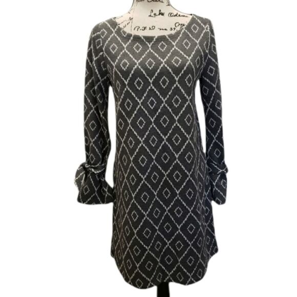 LOFT Geometric Print Long Sleeve Dress - Picture 1 of 5
